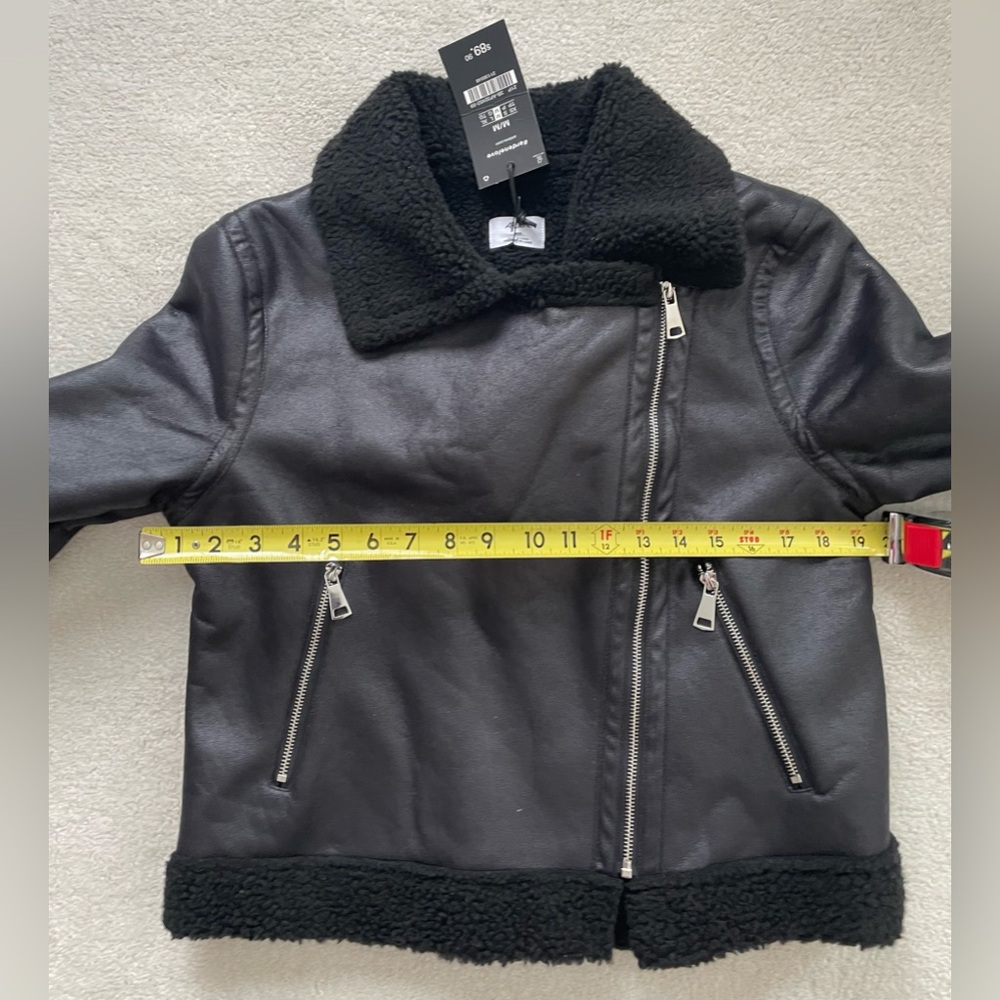 Faux Leather Sherpa Trim Jacket
